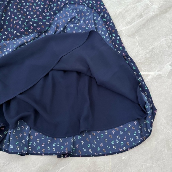 Women’s Talbots Anchor Print Flounce Hem Fit & Flare Notch Neck Dress Size 4 - Picture 9 of 16